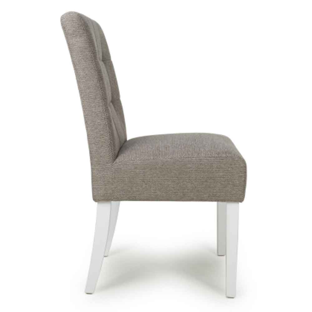 Mendoza Mocha Fabric Dining Chairs With White Leg In Pair