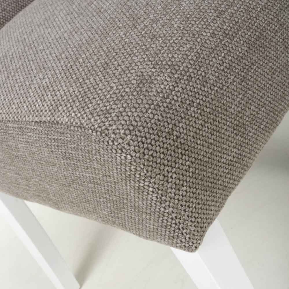 Mendoza Mocha Fabric Dining Chairs With White Leg In Pair