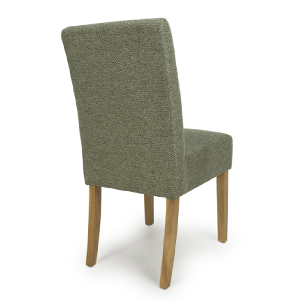 Mendoza Green Weave Fabric Dining Chairs with Natural Legs in Pair