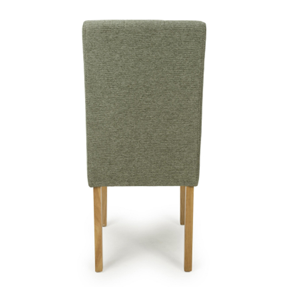 Mendoza Green Weave Fabric Dining Chairs with Natural Legs in Pair