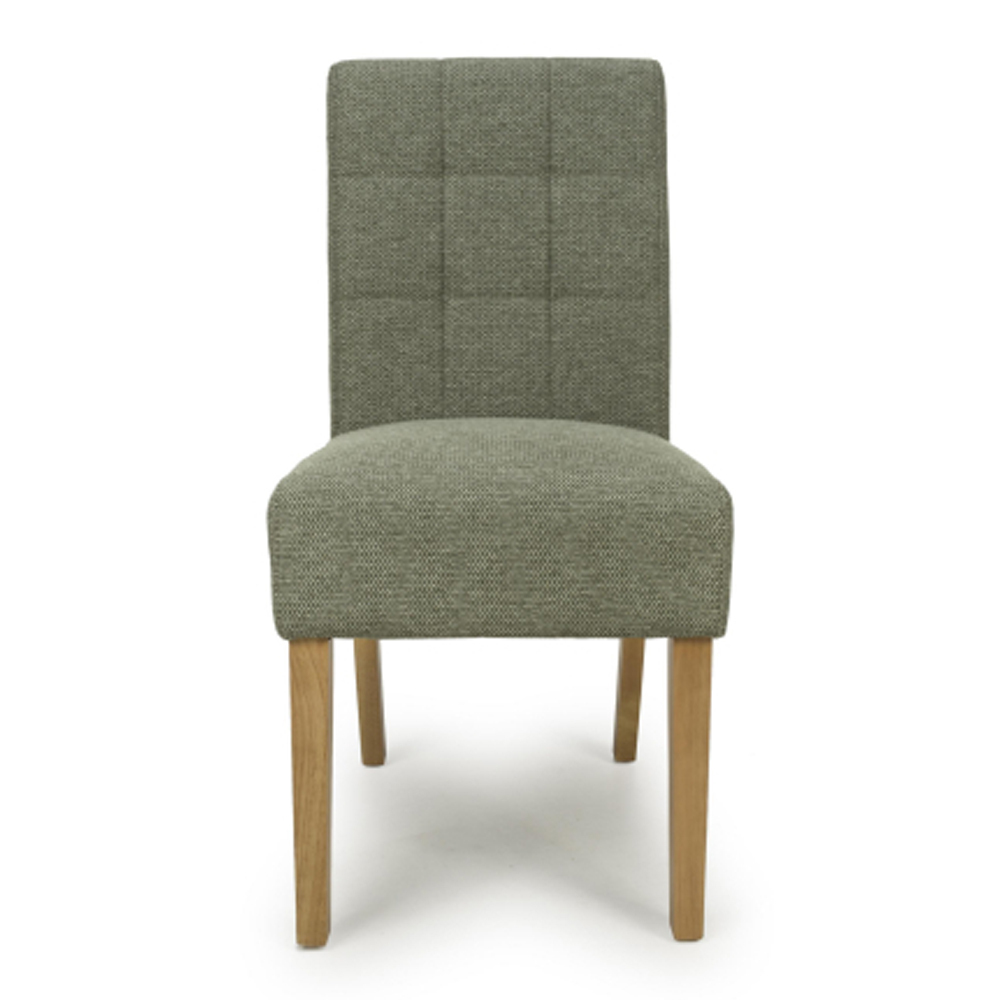 Mendoza Green Weave Fabric Dining Chairs with Natural Legs in Pair