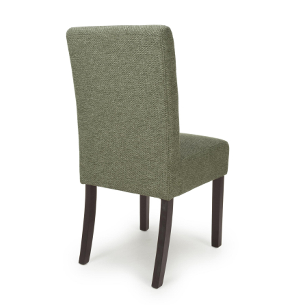 Mendoza Green Weave Fabric Dining Chairs with Walnut Legs in Pair