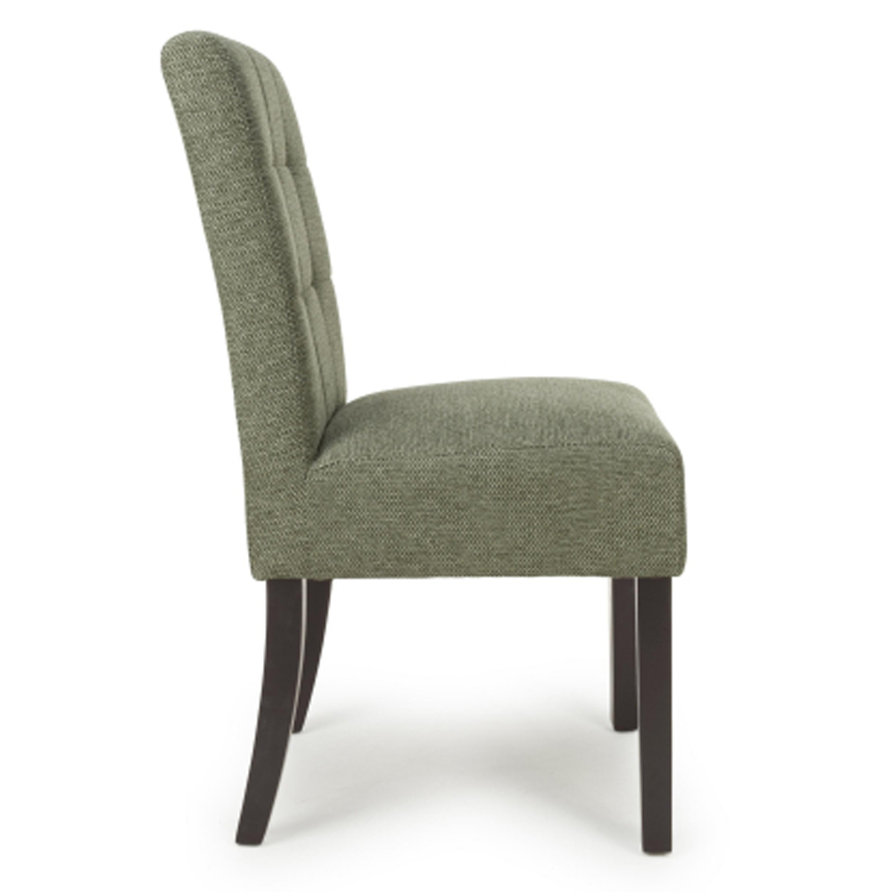 Mendoza Green Weave Fabric Dining Chairs with Walnut Legs in Pair