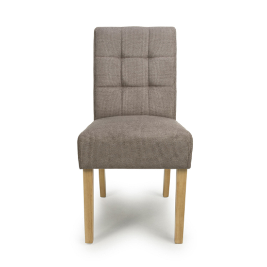 Mendoza Light Brown Fabric Dining Chairs With Natural Legs In Pair