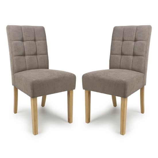 Read more about Mendoza light brown fabric dining chairs with natural legs in pair