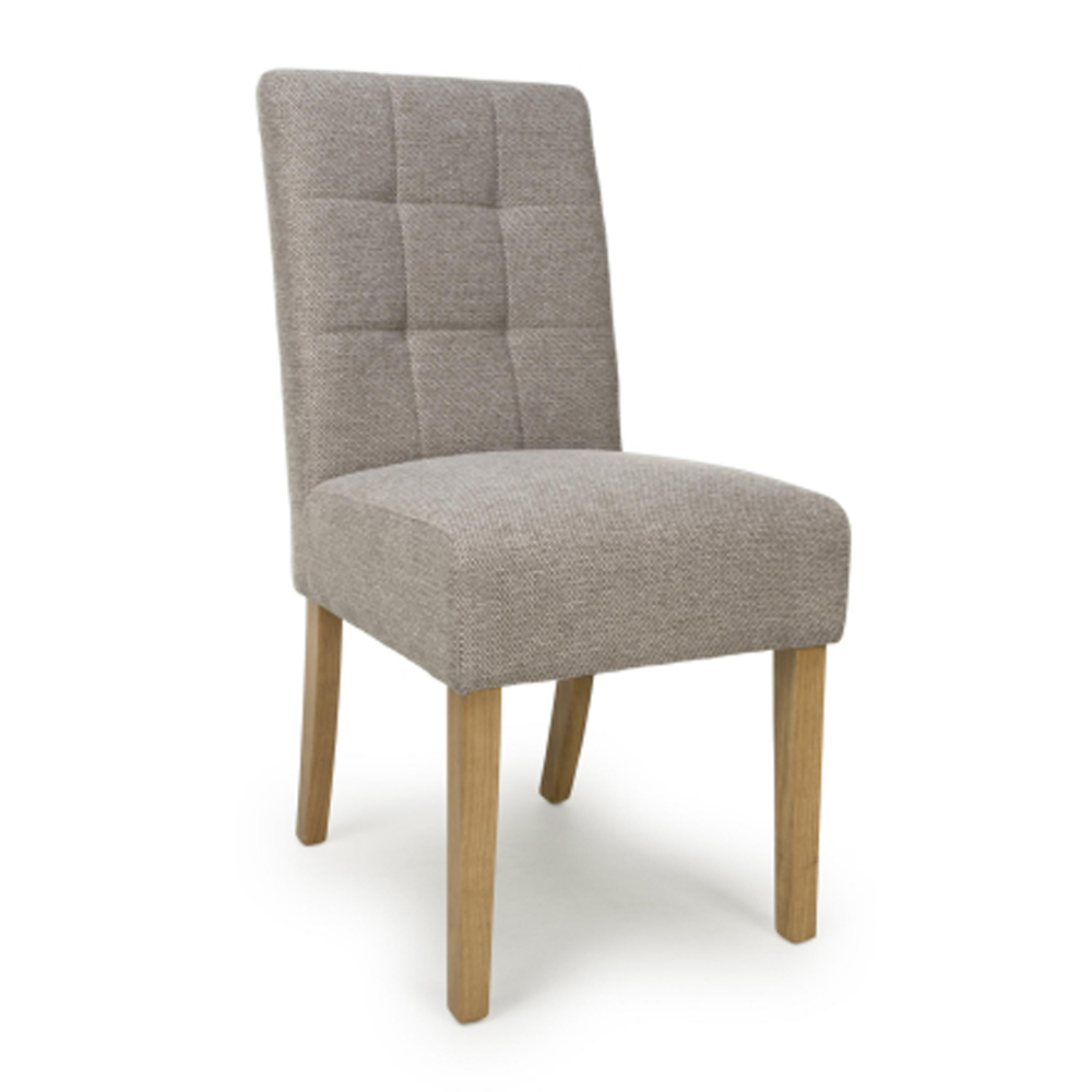 Mendoza Mocha Weave Fabric Dining Chairs with Natural Legs in Pair