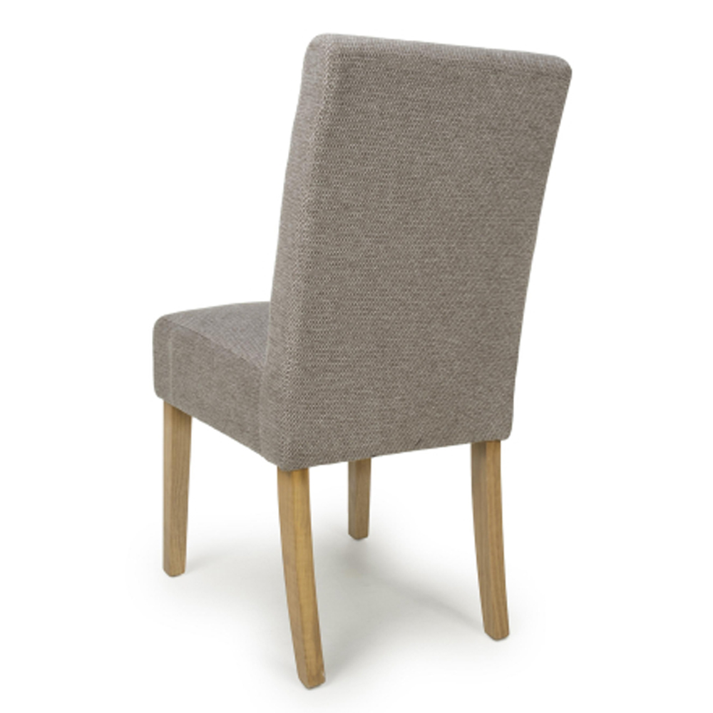 Mendoza Mocha Weave Fabric Dining Chairs with Natural Legs in Pair