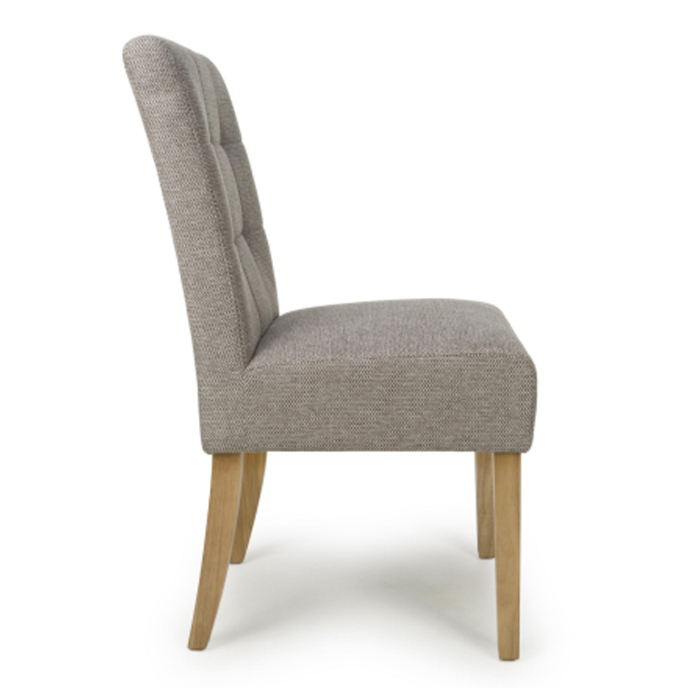 Mendoza Mocha Weave Fabric Dining Chairs with Natural Legs in Pair