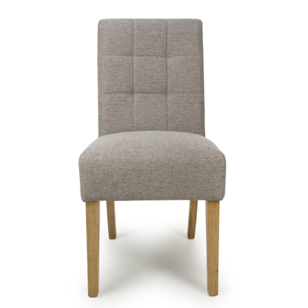 Mendoza Mocha Weave Fabric Dining Chairs with Natural Legs in Pair
