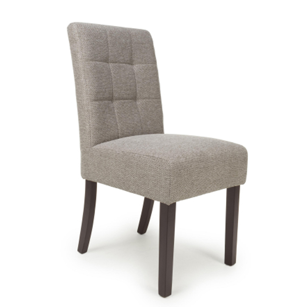 Mendoza Mocha Weave Fabric Dining Chairs with Walnut Legs in Pair
