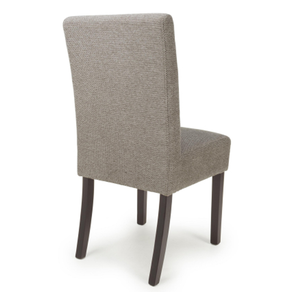 Mendoza Mocha Weave Fabric Dining Chairs with Walnut Legs in Pair