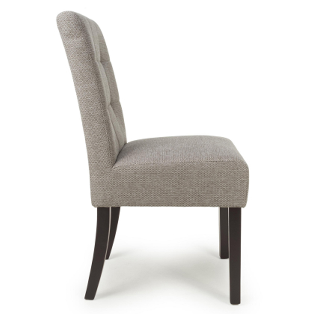 Mendoza Mocha Weave Fabric Dining Chairs with Walnut Legs in Pair