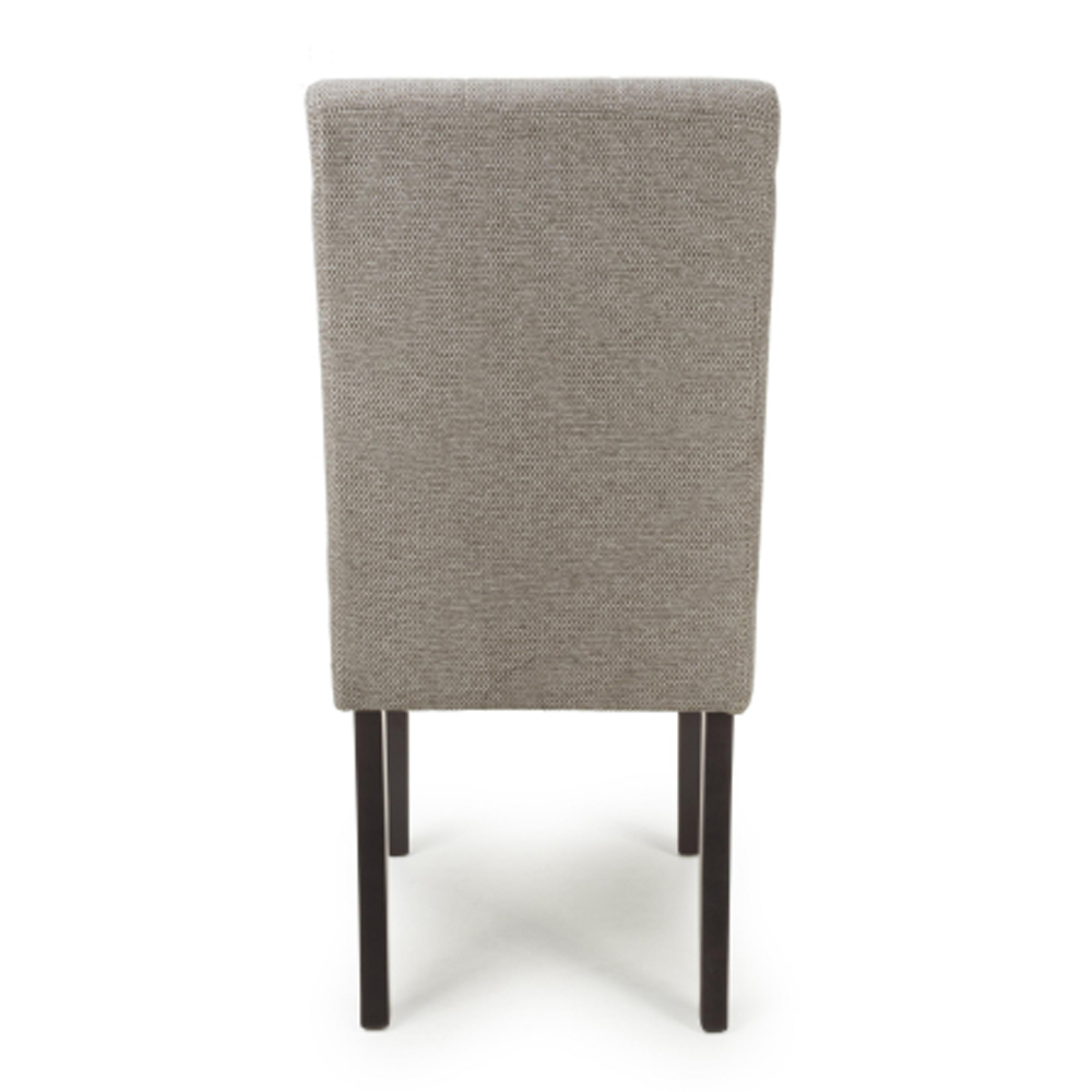 Mendoza Mocha Weave Fabric Dining Chairs with Walnut Legs in Pair