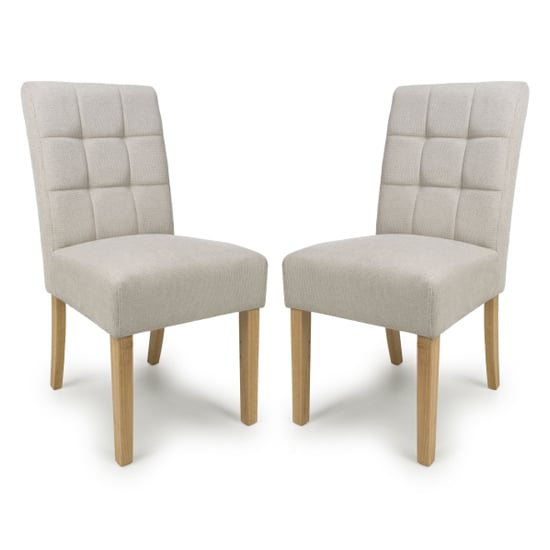 Read more about Mendoza natural fabric dining chairs with natural legs in pair