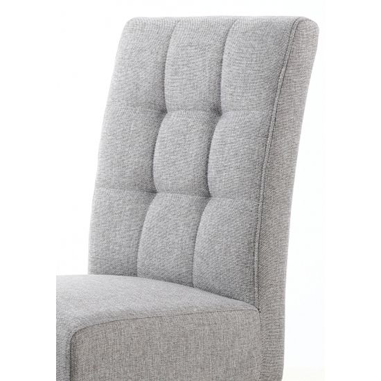 Mendoza Silver Grey Fabric Dining Chairs With Walnut Legs In Pair