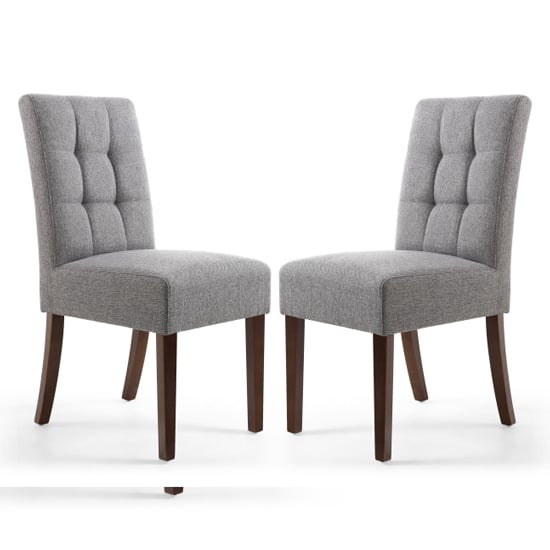 Product photograph of Mendoza Steel Grey Stitched Waffle Linen Dining Chairs In Pair from Furniture in Fashion