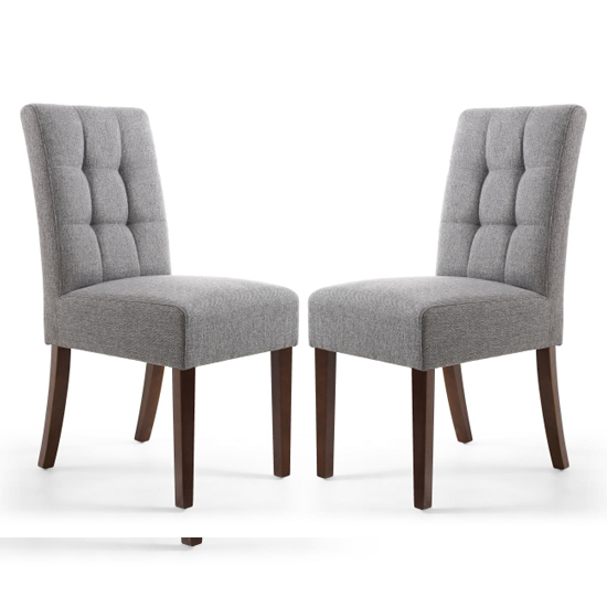 Mendoza Steel Grey Stitched Waffle Linen Dining Chairs In Pair