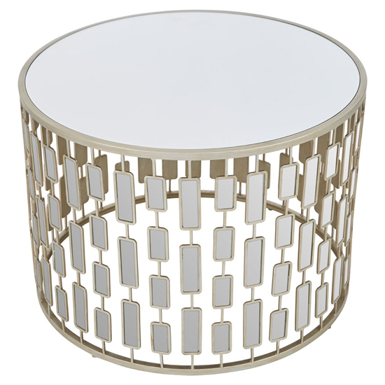 Menkalinan Large Round Glass Top Side Table With Silver Frame_2