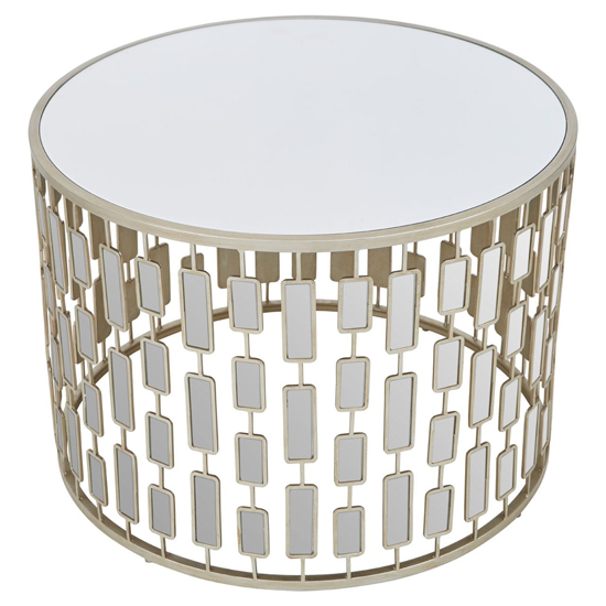 Menkalinan Large Round Glass Top Side Table With Silver Frame