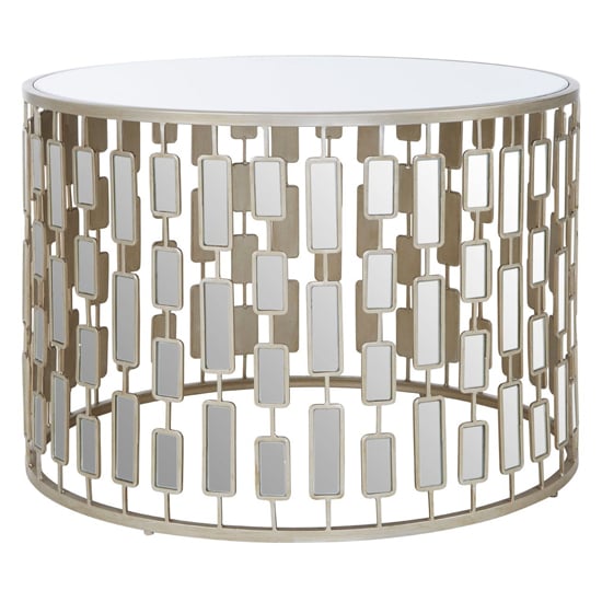 Read more about Menkalinan large round glass top side table with silver frame