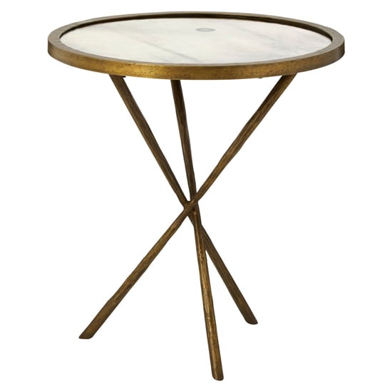 Photo of Menkent 46cm glass top side table with antique brass frame