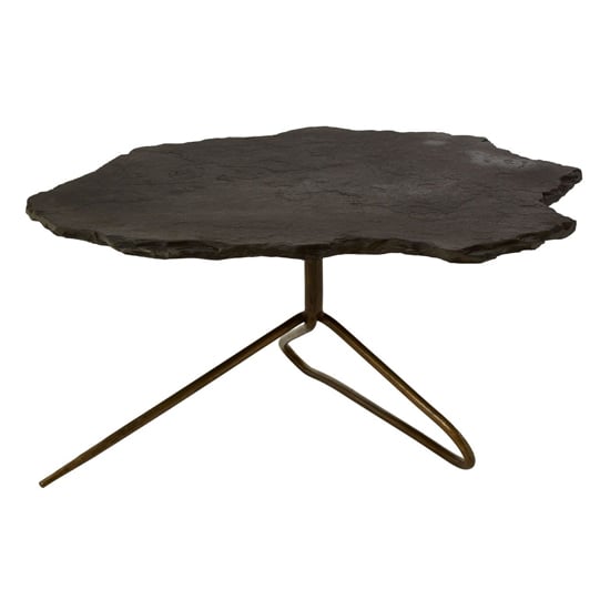 Product photograph of Menkent Black Stone Top Coffee Table With Antique Brass Legs from Furniture in Fashion