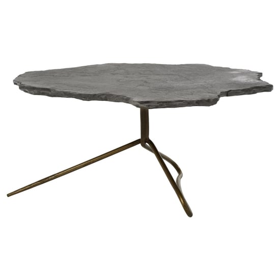 Menkent Grey Stone Top Coffee Table With Antique Brass Legs