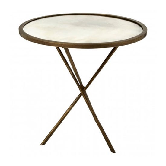 Menkent 59cm Glass Top Side Table With Antique Brass Frame