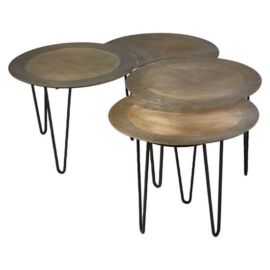 Menkent Metal Set Of 4 Coffee Tables In Antique Brass_2