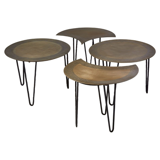 Menkent Metal Set Of 4 Coffee Tables In Antique Brass_3