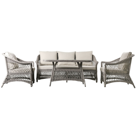 Menot Outdoor Poly Rattan Lounger Sofa With Tea Set In Stone_2