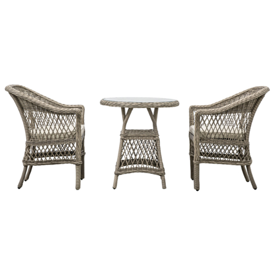 Menot Poly Rattan Bistro Set With Round Table In Stone