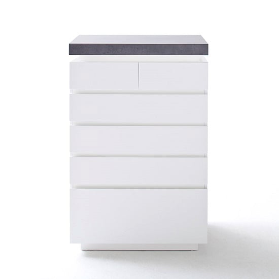 Mentis Chest of Drawers In Matt White And Concrete With LED_3