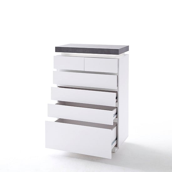 Mentis Chest of Drawers In Matt White And Concrete With LED_2