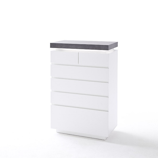 Mentis Chest of Drawers In Matt White And Concrete With LED_4