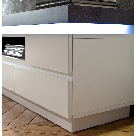 Mentis TV Stand In Matt White Concrete With 5 Drawers And LED_6