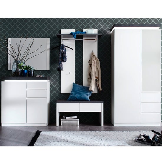 Mentis Shoe Storage Cabinet In Matt White And Concrete With LED_4