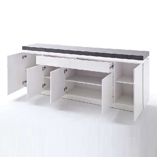 Mentis Large Sideboard In Matt White And Concrete With LED_2