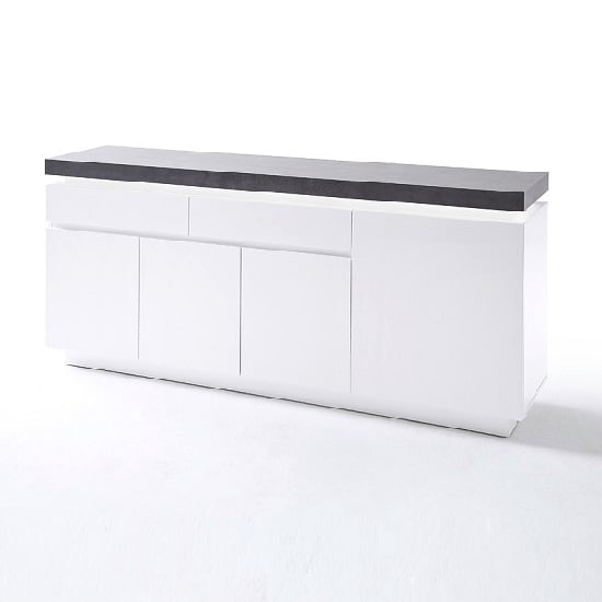 Product photograph of Mentis Sideboard With Led In Matt White And Concrete With 4 Door from Furniture in Fashion