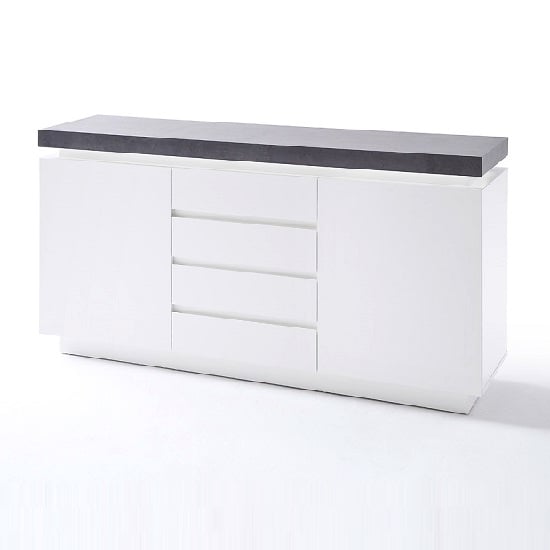 Read more about Mentis sideboard with led in matt white concrete and 4 drawers