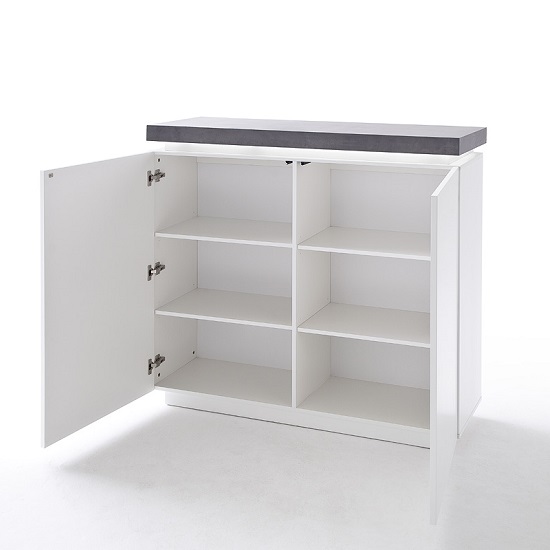 Mentis Sideboard In Matt White And Concrete With LED_2
