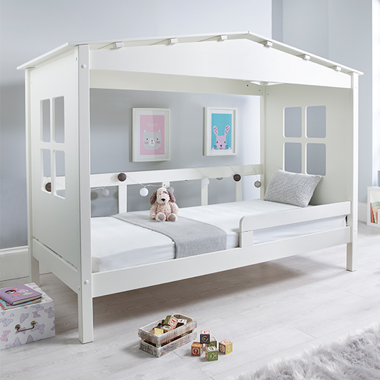 Product photograph of Mento Wooden Treehouse Single Bed In White from Furniture in Fashion