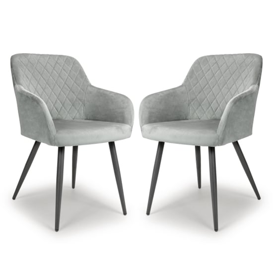 Product photograph of Menton Grey Brushed Velvet Dining Chairs In Pair from Furniture in Fashion
