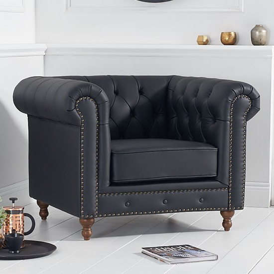 Mentor Chesterfield Leather Armchair In Black_2