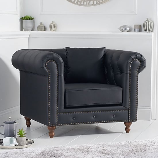 Mentor Chesterfield Leather Armchair In Black