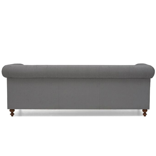 Mentor Chesterfield Linen Fabric 3 Seater Sofa In Grey_5