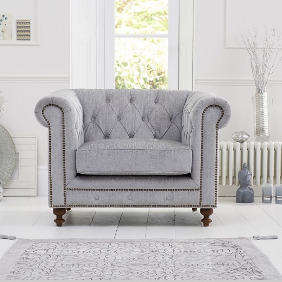 Mentor Fabric Sofa Chair In Grey With Dark Ash Legs Furniture in Fashion