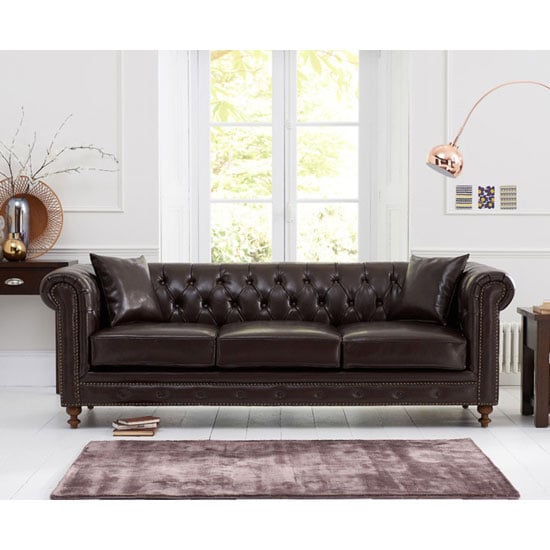 Mentor Chesterfield Leather 3 Seater Sofa In Brown_2