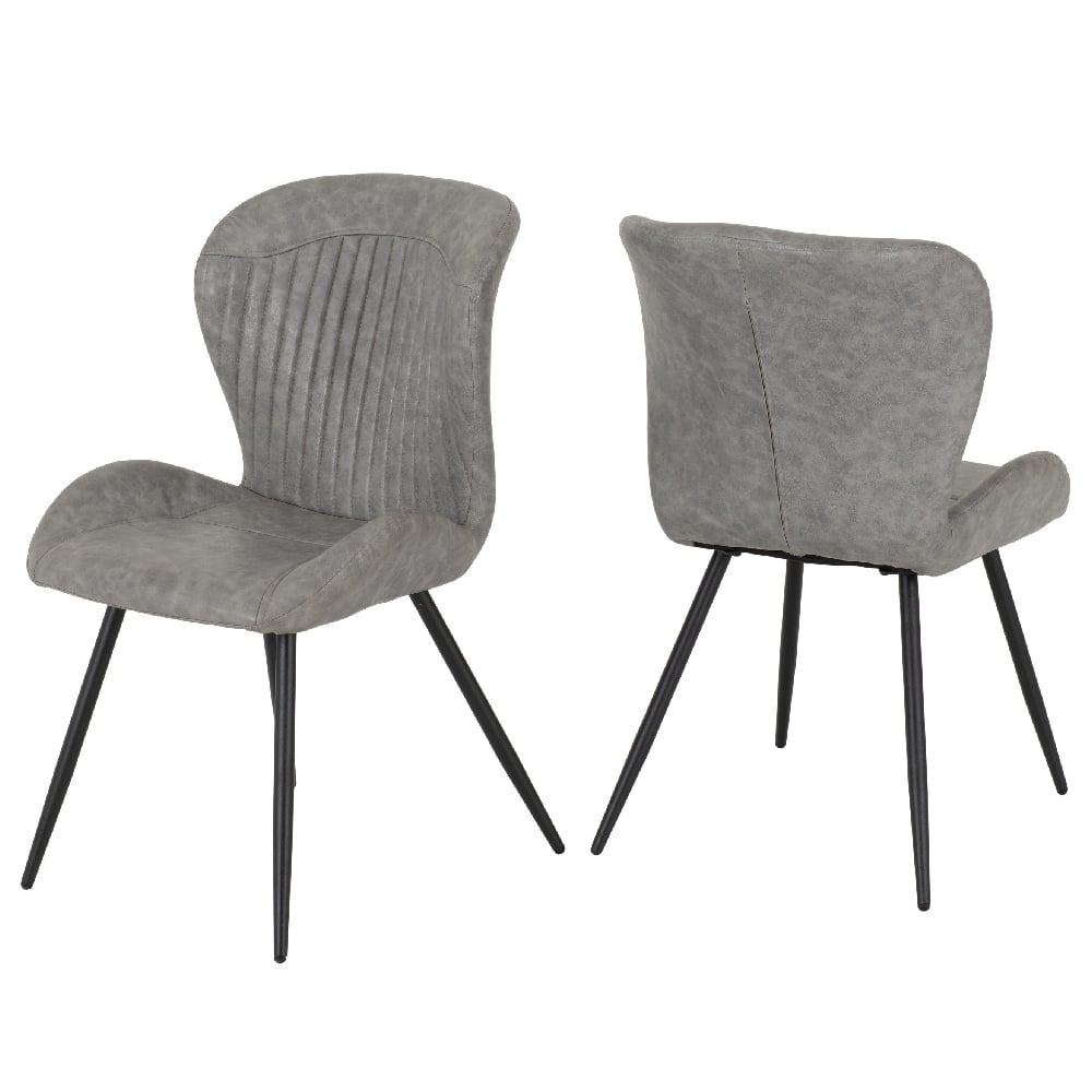 Mequon Black Marble Effect Dining Table With 4 Qinson Grey Chairs