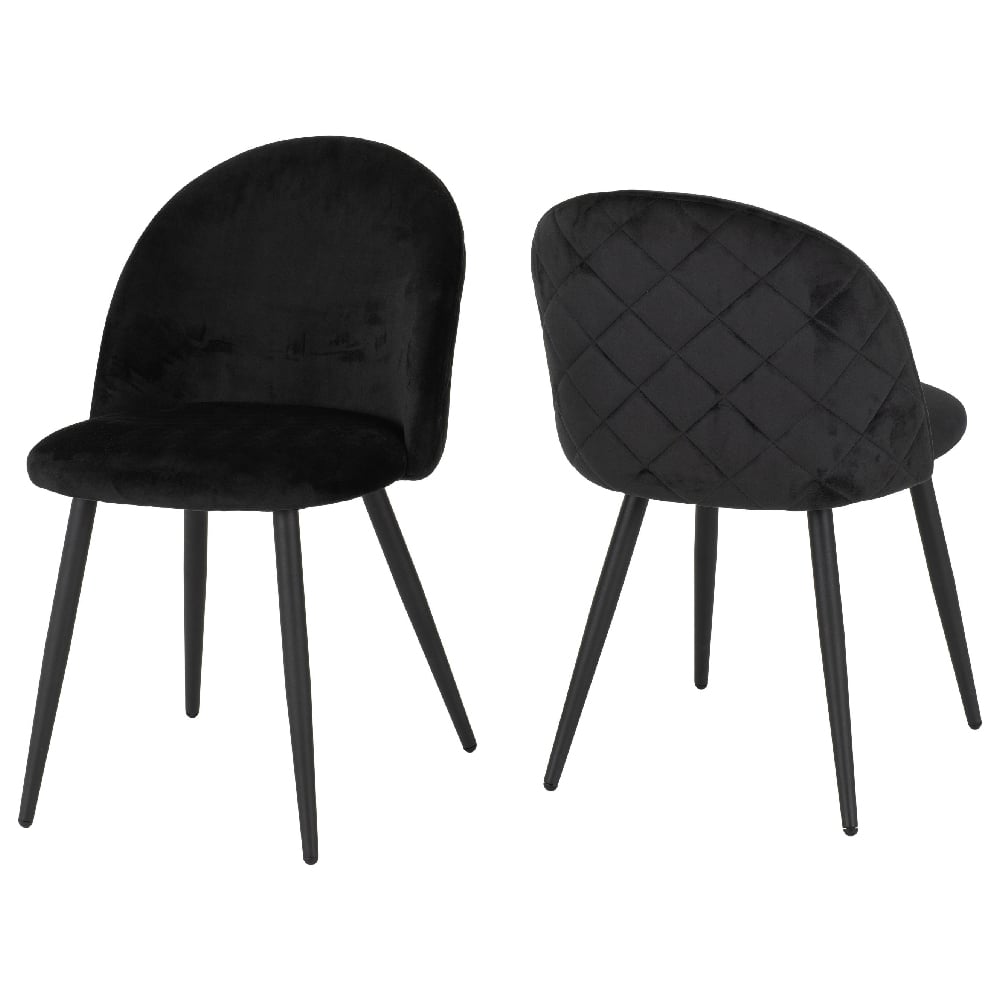 Product photograph of Mequon Black Velvet Dining Chairs In Pair from Furniture in Fashion
